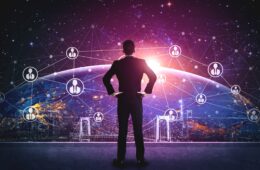 People network and global communication concept. Business people with modern graphic interface of community linking many people around world by social media platform to connect international business.